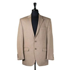 Chaps Ralph Lauren Mens Blazer Beige 2 Button Lined Suit Jacket Sport Coat 40R